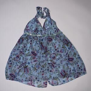 Seductive Wear By Cinema Exile Floral Light Blue Halter Neck With Sequins Size L